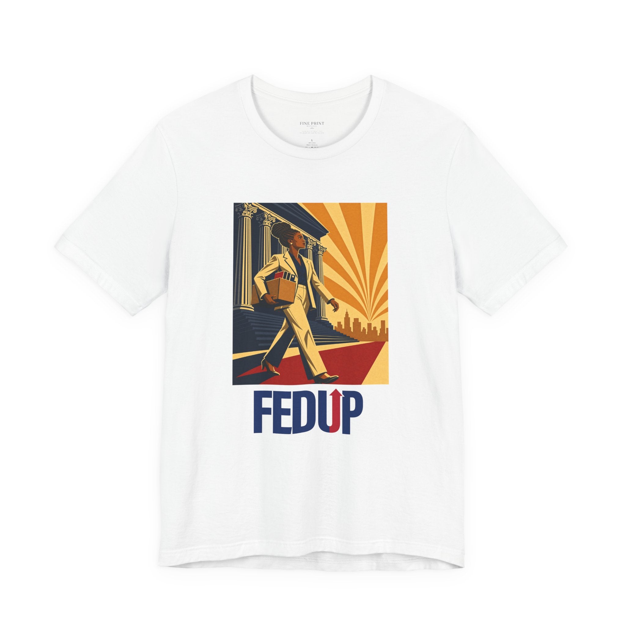 The Outlast — FEDUP Walkout Series tee, vintage-style print of a Black woman with short-cropped hair walking out of a federal building — photo 2 of 31