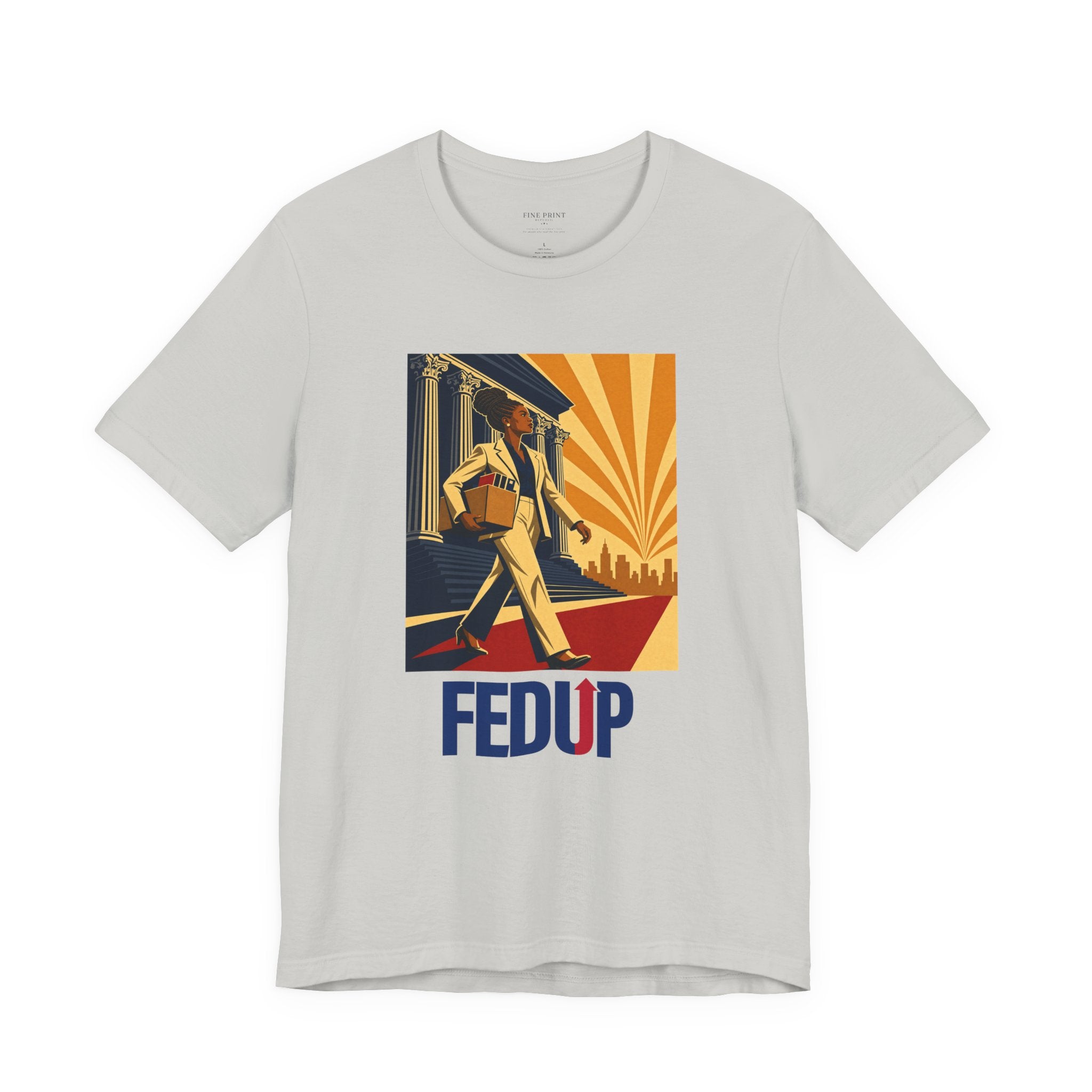 The Outlast — FEDUP Walkout Series tee, vintage-style print of a Black woman with short-cropped hair walking out of a federal building — photo 4 of 31