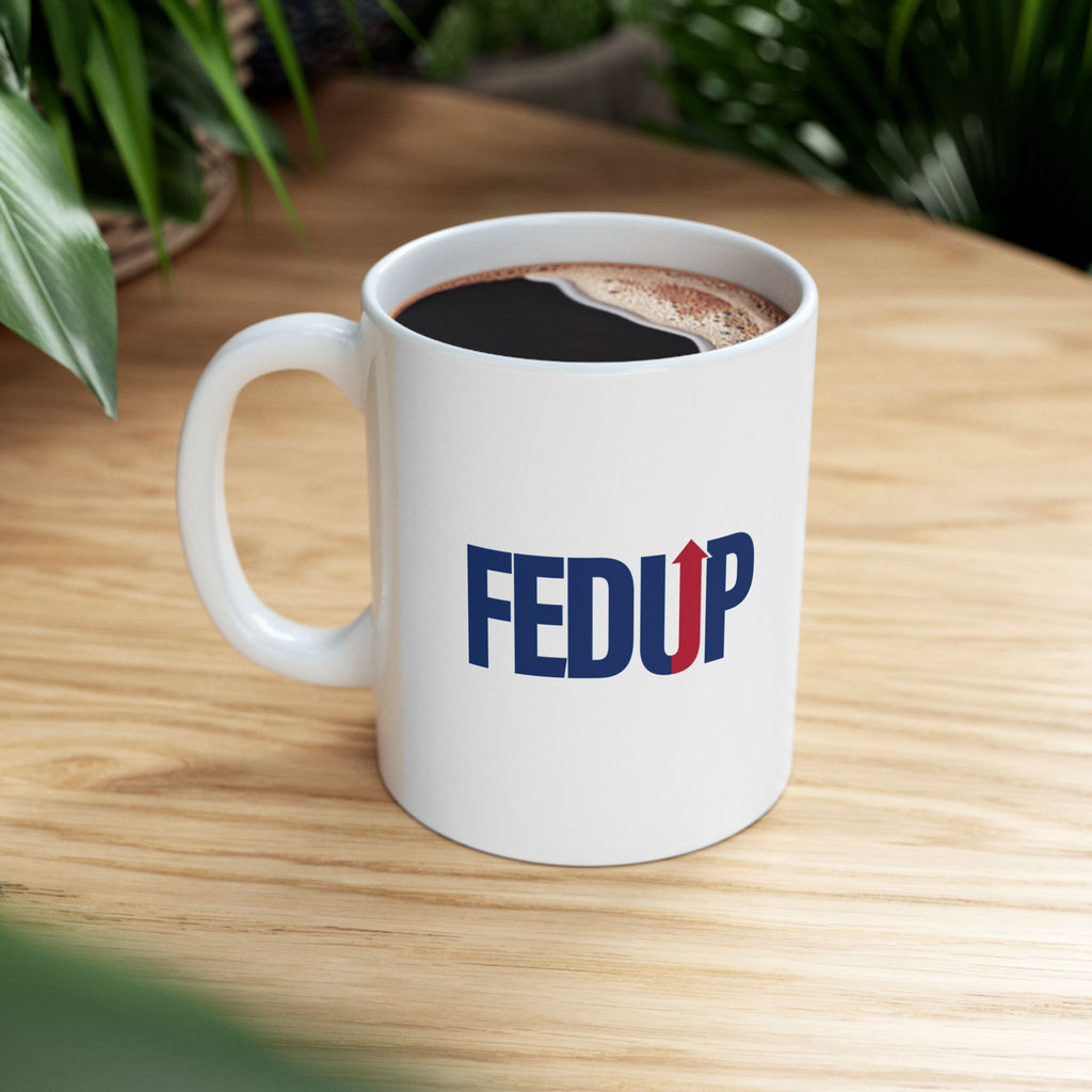 FEDUP Logo Coffee Mug, 15 oz White Ceramic | Gift for Federal Employees & Former Feds