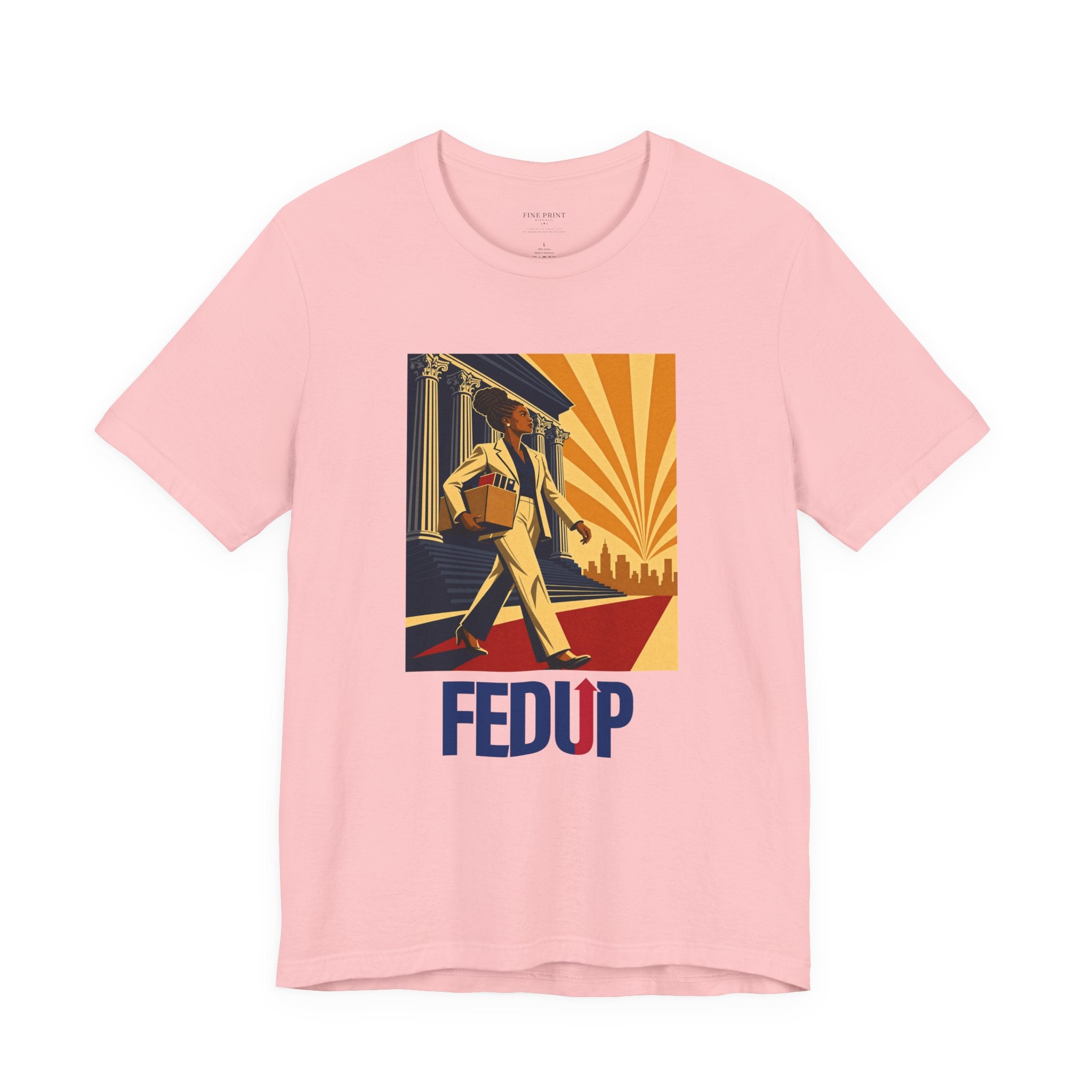 The Outlast — FEDUP Walkout Series tee, vintage-style print of a Black woman with short-cropped hair walking out of a federal building — photo 6 of 31