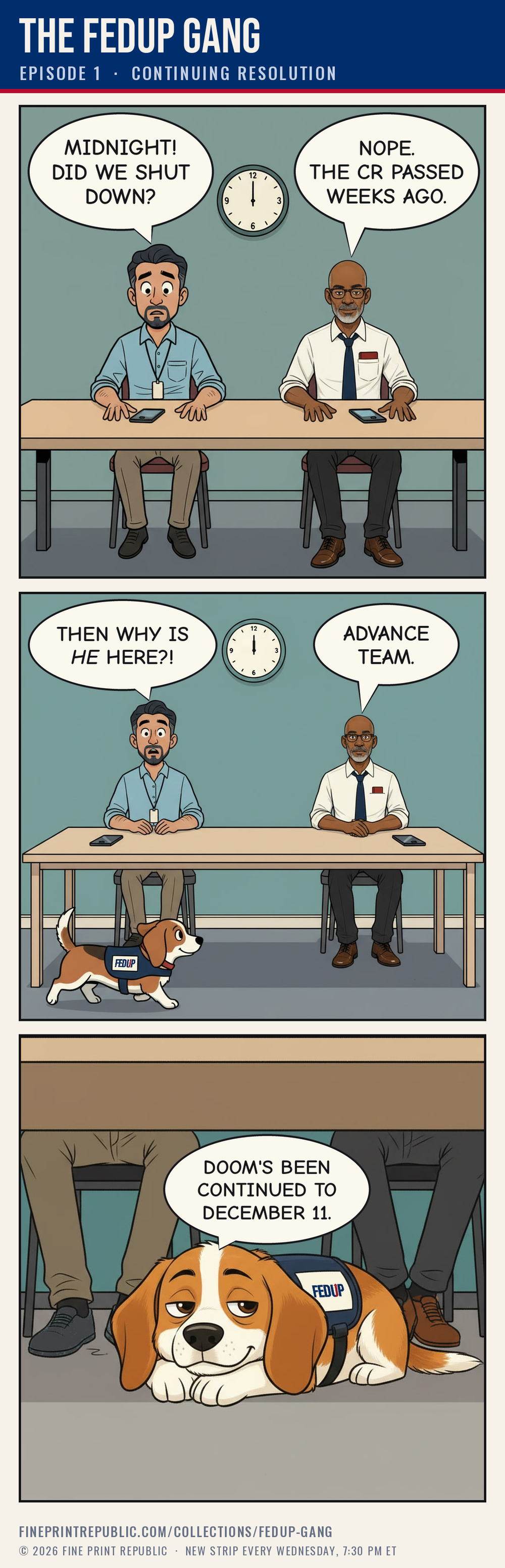 FEDUP Gang Episode 1 comic strip, Continuing Resolution.